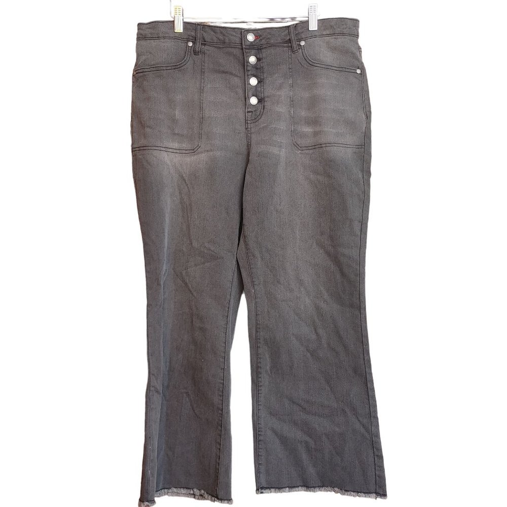Women's Gray Boot Cut Jeans with Button Fly
